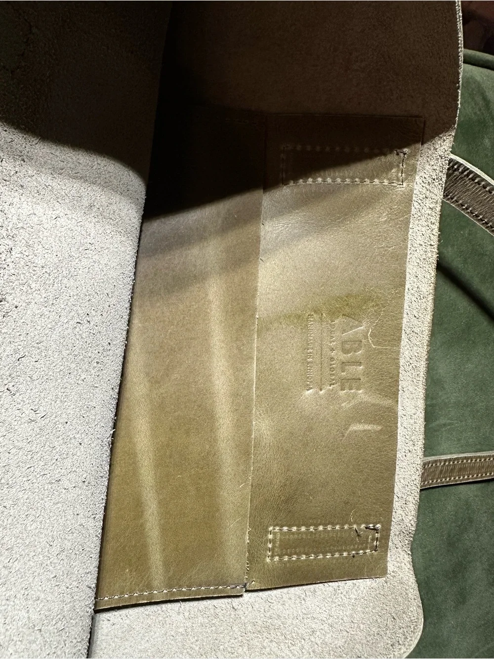 Olive Green Leather Tote Bag - Women